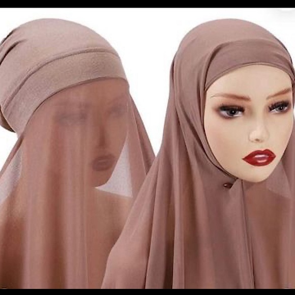 Instant chiffon hijab peach - Picture 1 of 3